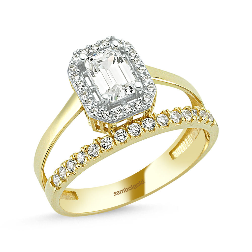 Baguette Solid Gold Ring 2 in 1 0,80 Carat 14K