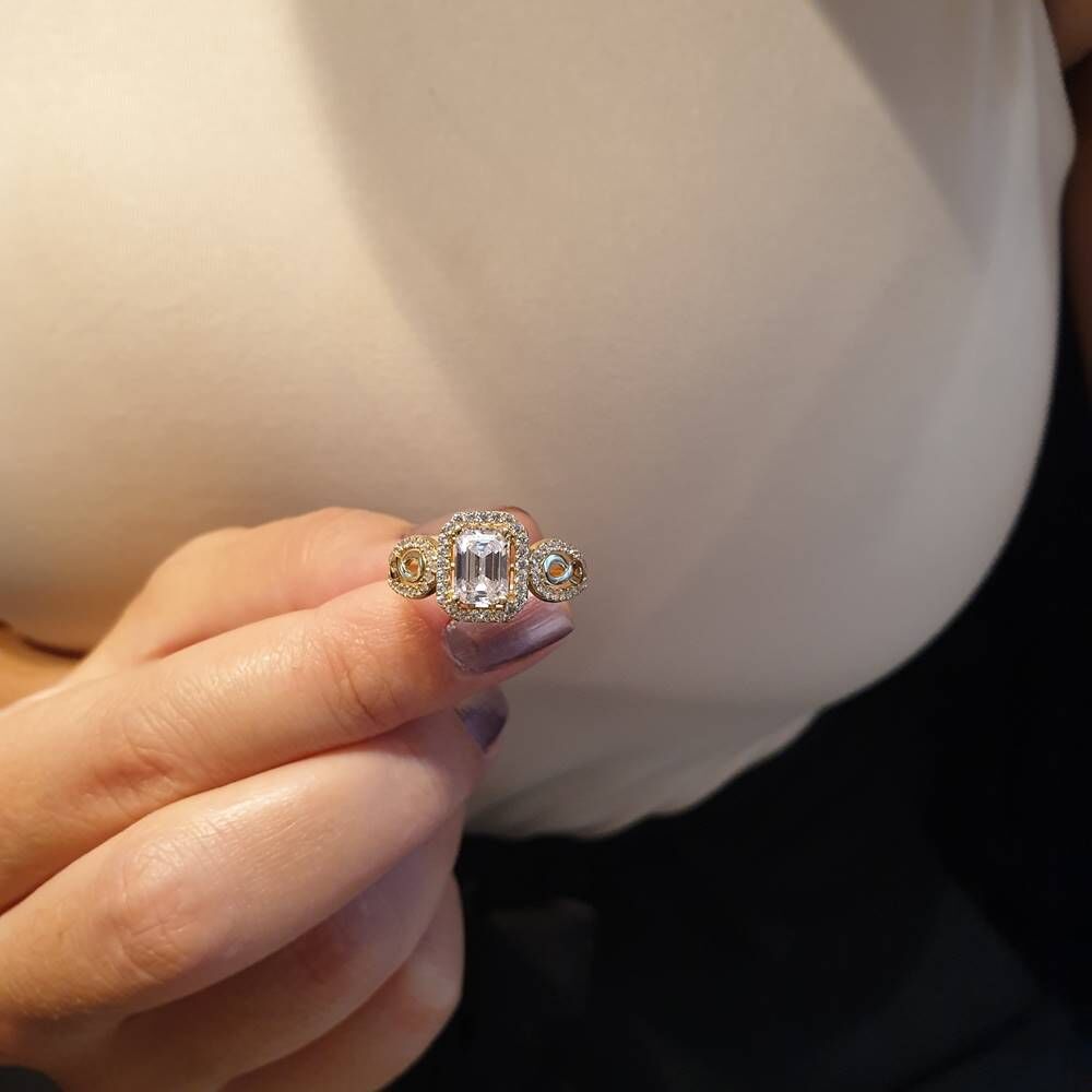 Baguette Solid Gold Ring Infinity Design