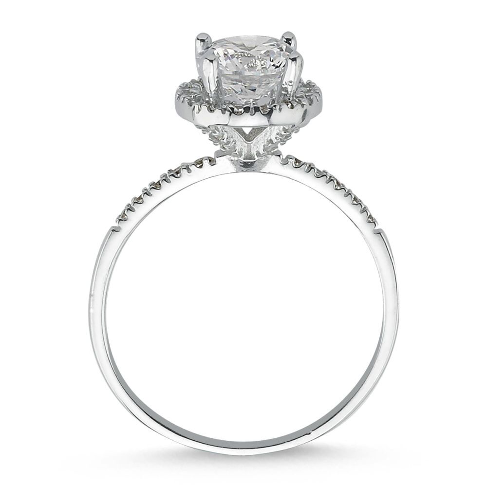 White Solid Gold Solitaire Ring 1.00 Carat Zirconia