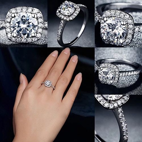 White Solid Gold Solitaire Ring Baguette With Gemstone