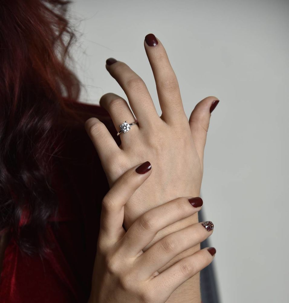 14K Solid Gold White Solitaire Ring