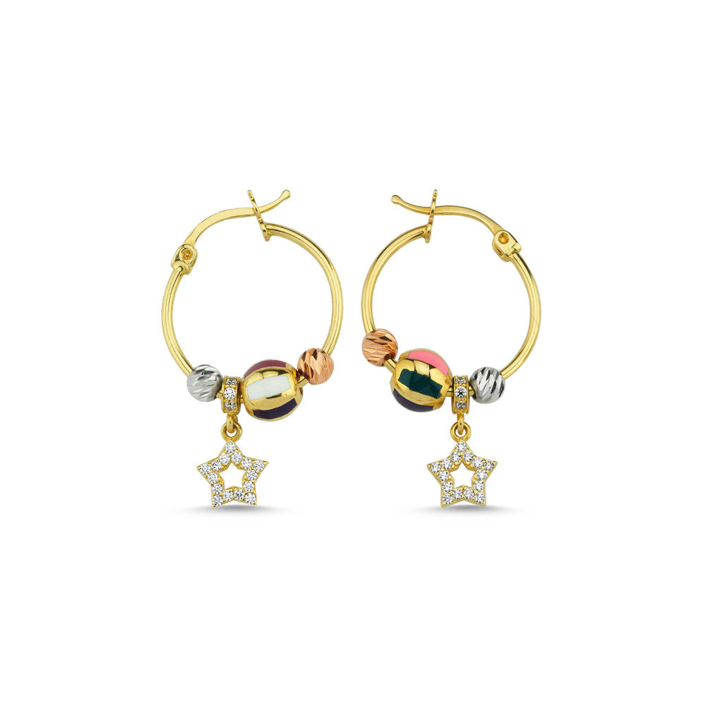 Charm Solid Gold Earrings Star 14K Solid Gold