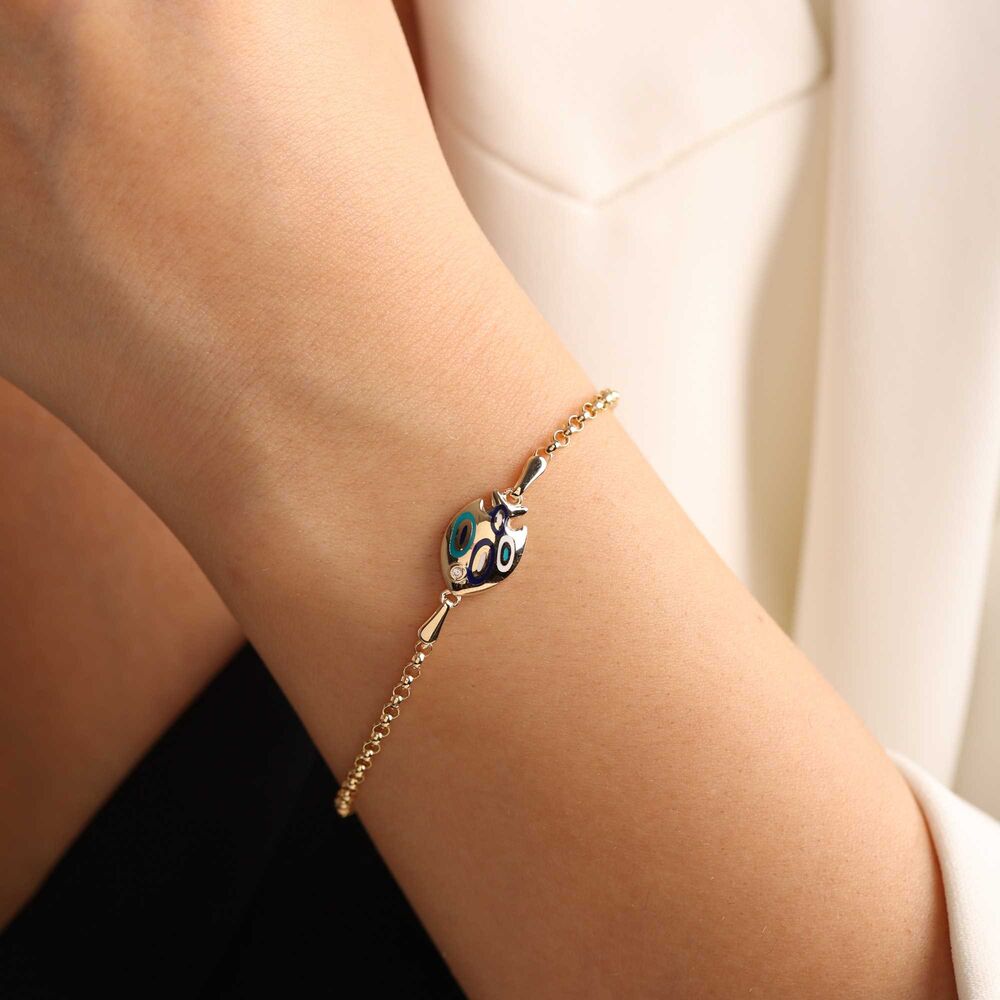 Doc Chain Solid Gold Bracelet Fish Enamel