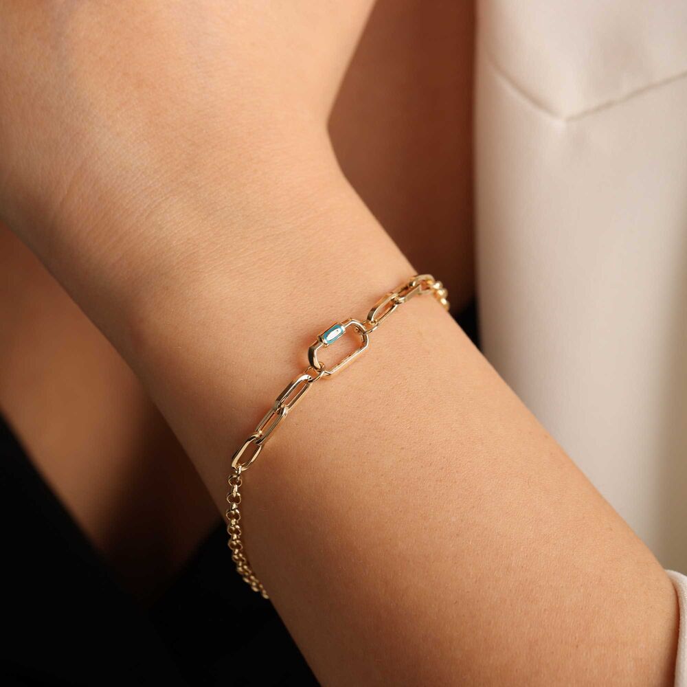 Doc Chain Paperclip Solid Gold Bracelet Enamel