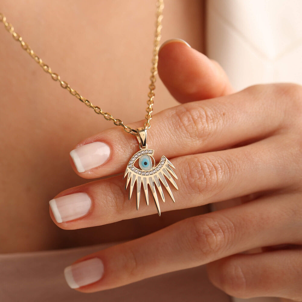 Evil Eye Solid Gold Necklace 60 Cm Chain Italy