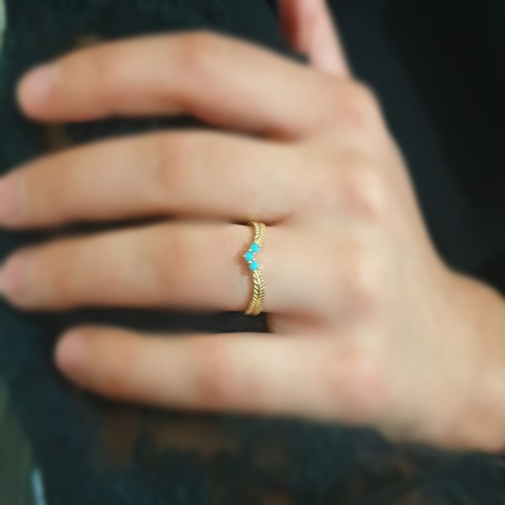 Turquoise Solid Gold Ring Cemre