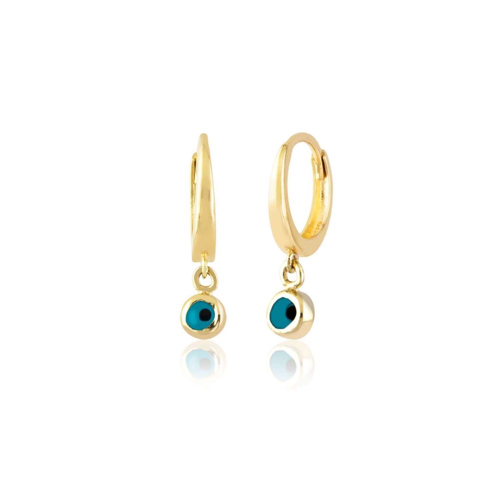 Evil Eye Solid Gold Dangle Earrings