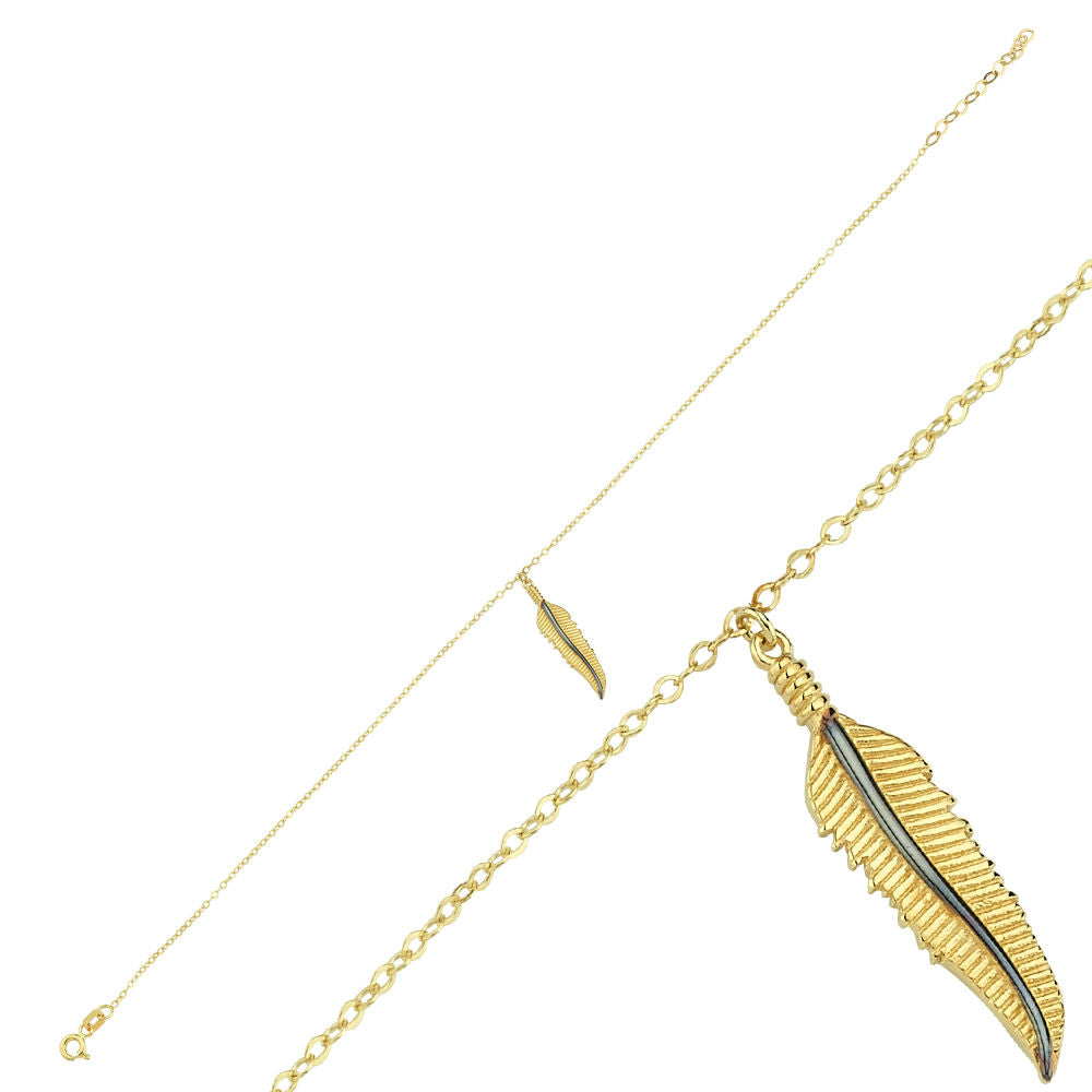 Anklet Solid Gold Bracelet Enamel Leaf