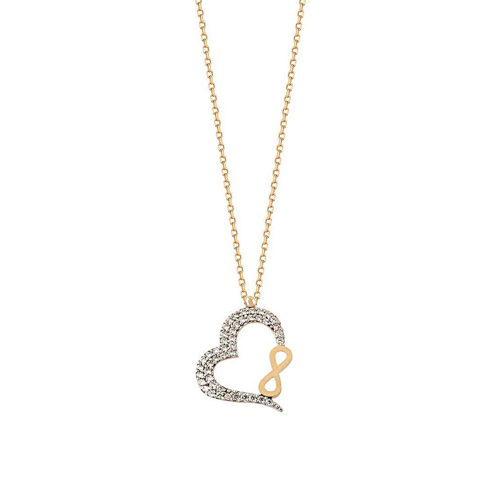 14K Solid Gold Heart Infinity Necklace
