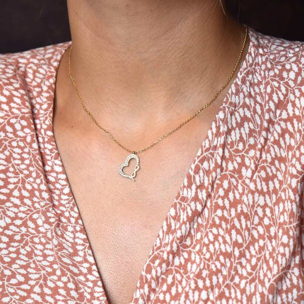 Heart & Infinity Solid Gold Necklace
