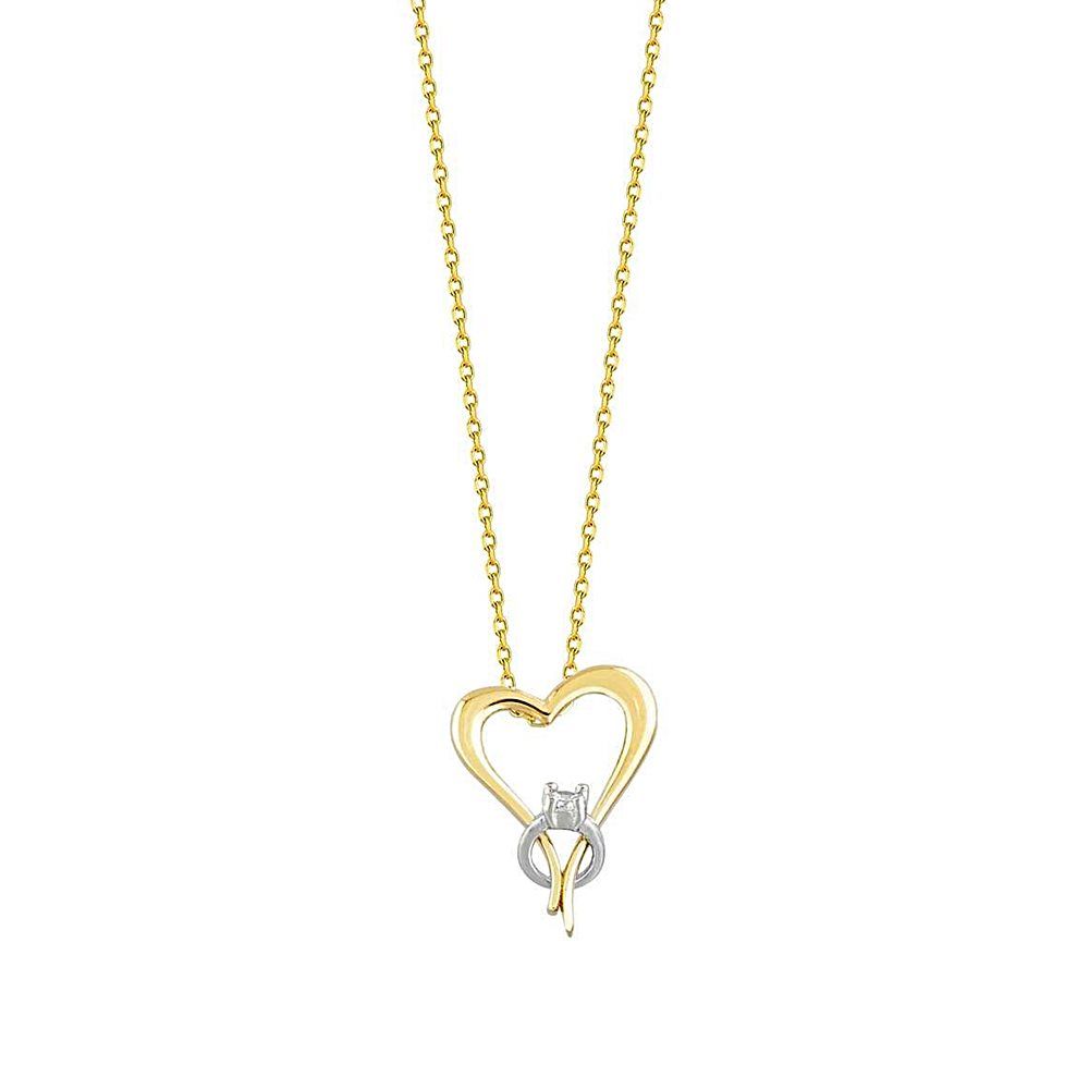 Heart Solitaire Solid Gold Necklace 14K Solid Gold