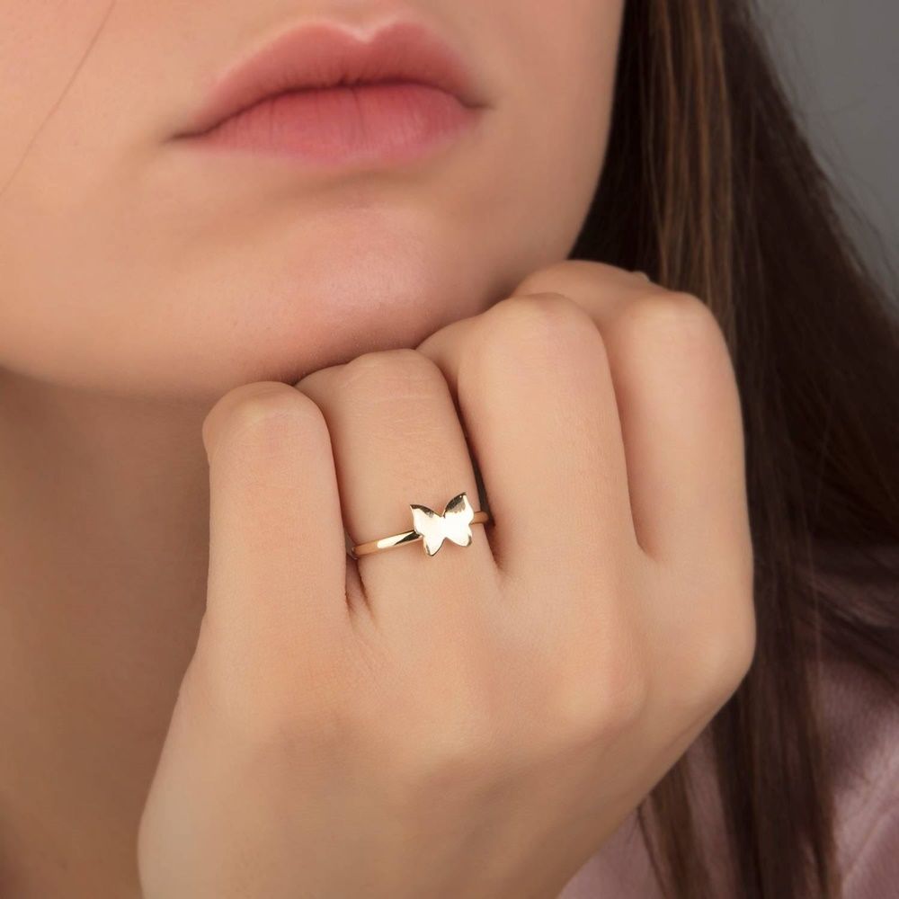Butterfly Solid Gold Ring 14K