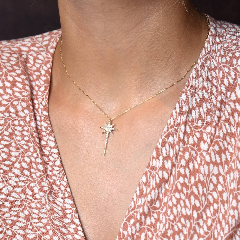 North Star Solid Gold Necklace