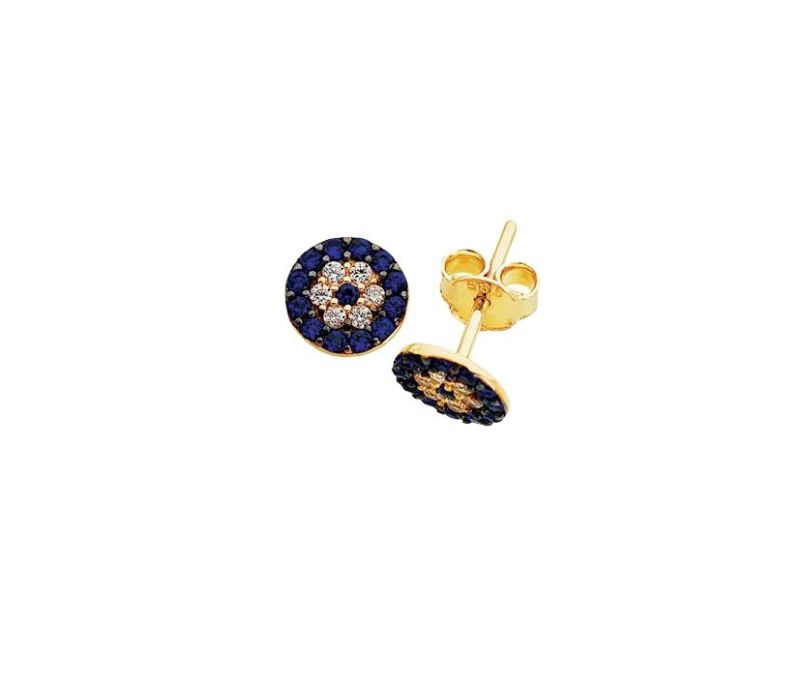Evil Eye Solid Gold Earrings Round Design