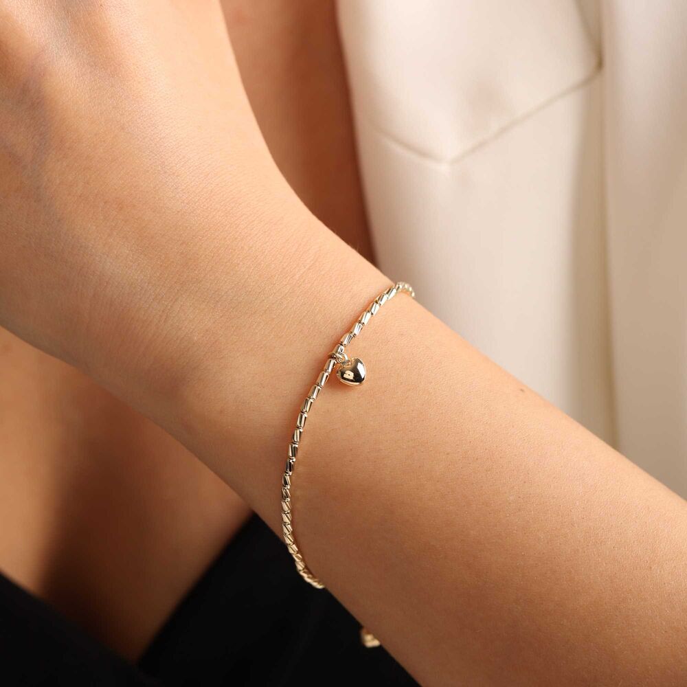 Glowing Solid Gold Heart Bracelet Italy Dorica