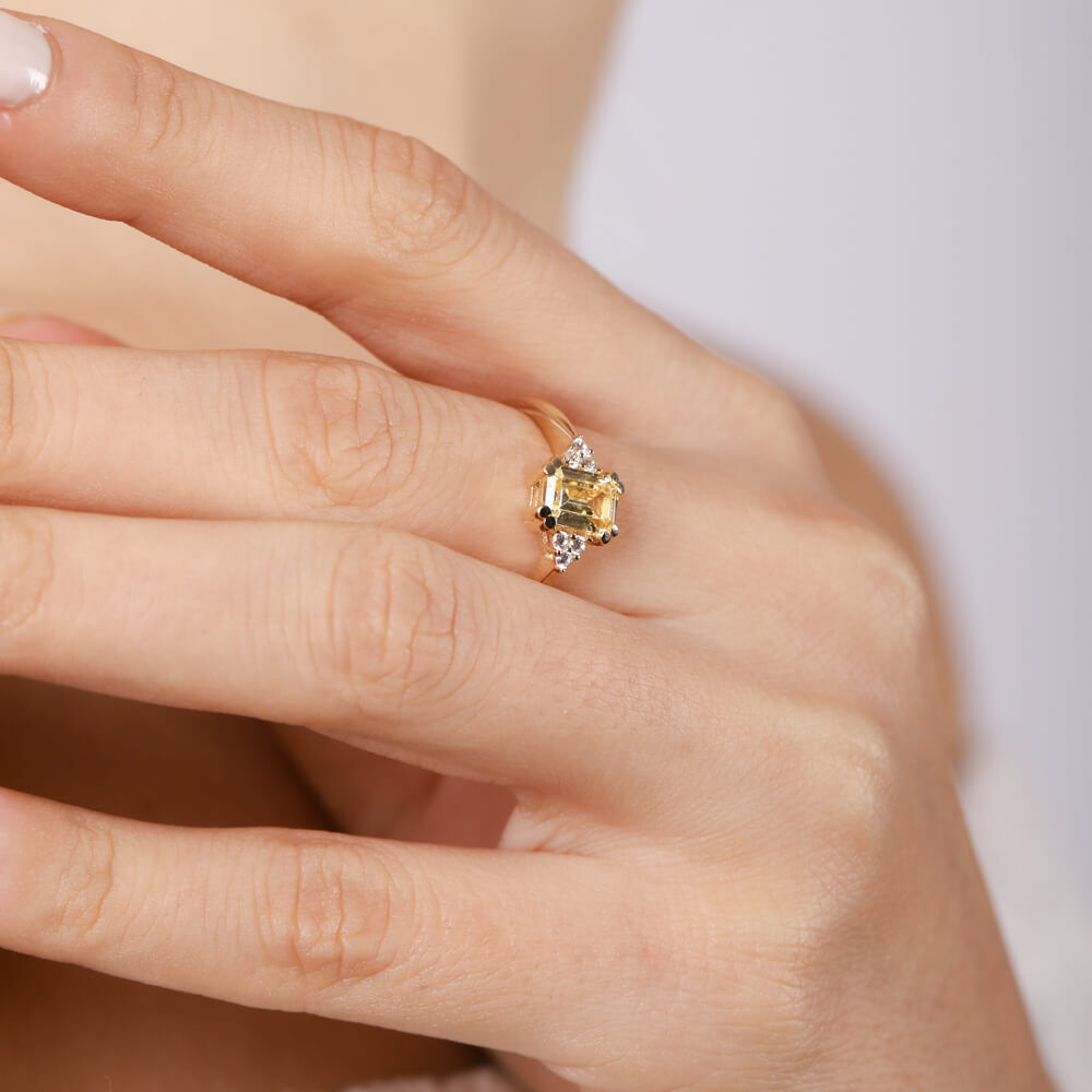 Peridot With Gemstone Solid Gold Ring Diamond Mounting 14K