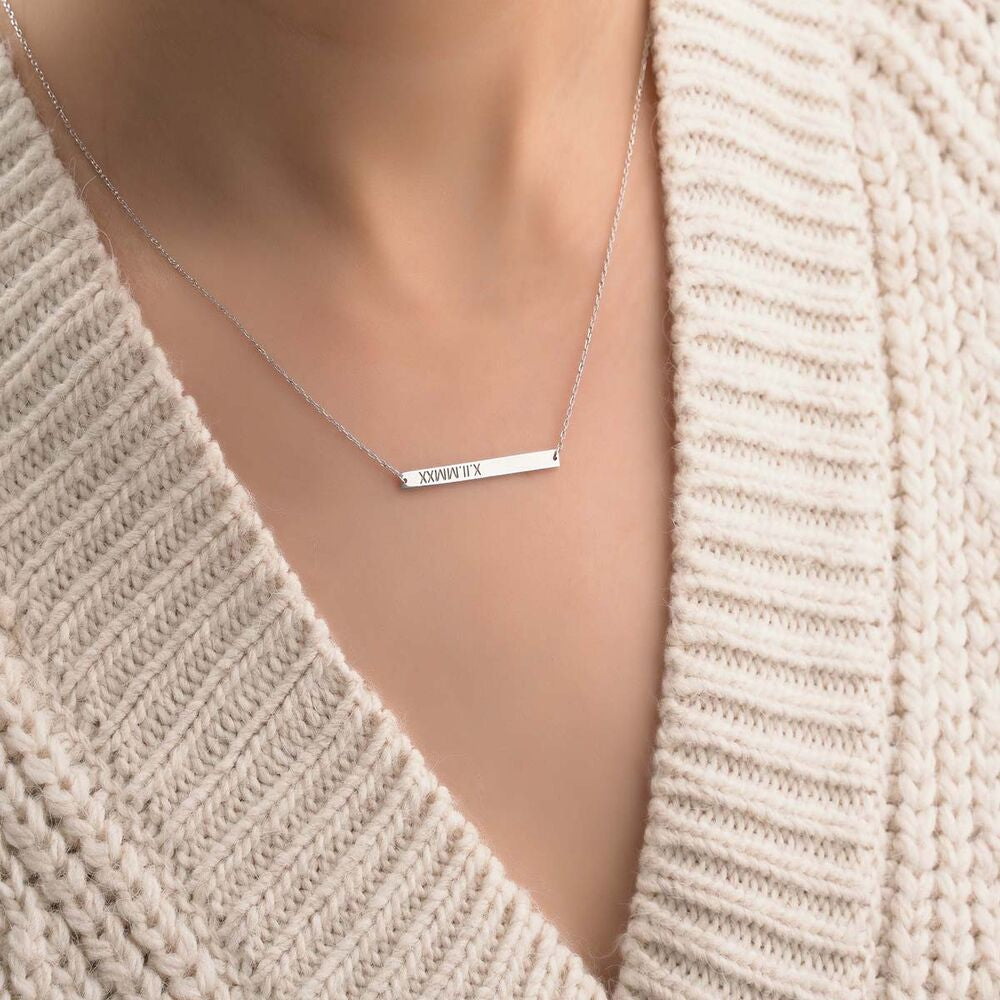 Plate Solid Gold Necklace 14K (Initial,Name,Date)