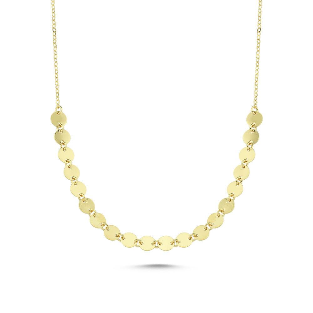 Sequin Solid Gold Necklace 42 Cm 14K Solid Gold