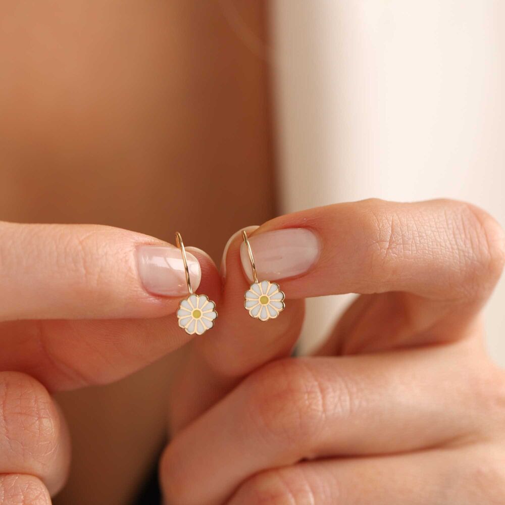 Dangle Solid Gold Kids Earrings Daisy Form