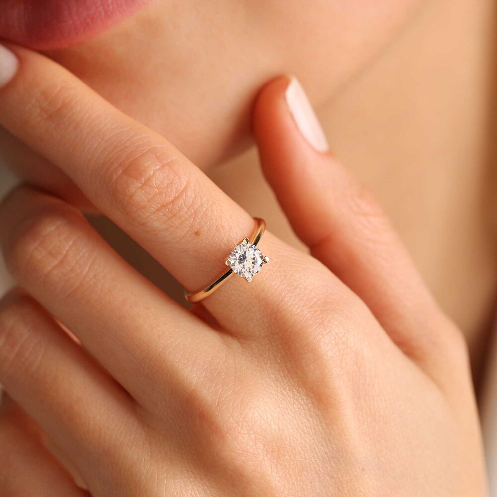 Yellow Solid Gold Solitaire Heart Ring Form