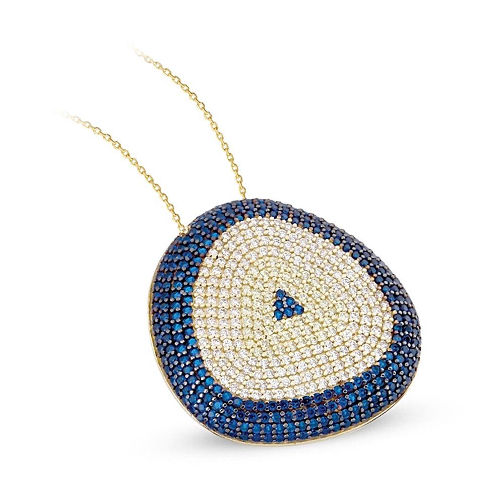 14K Solid Gold Evil Eye Necklace