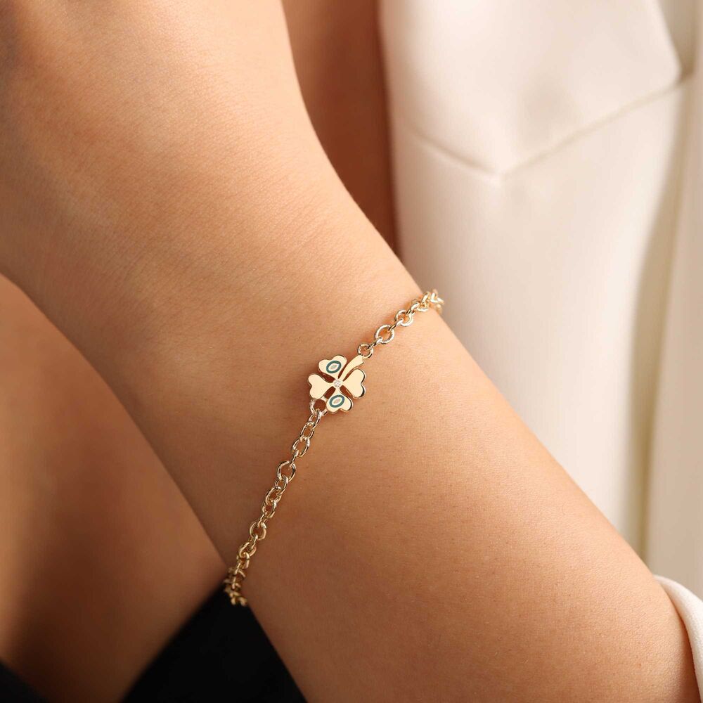 Clover Solid Gold Bracelet Doc Chain Enamel