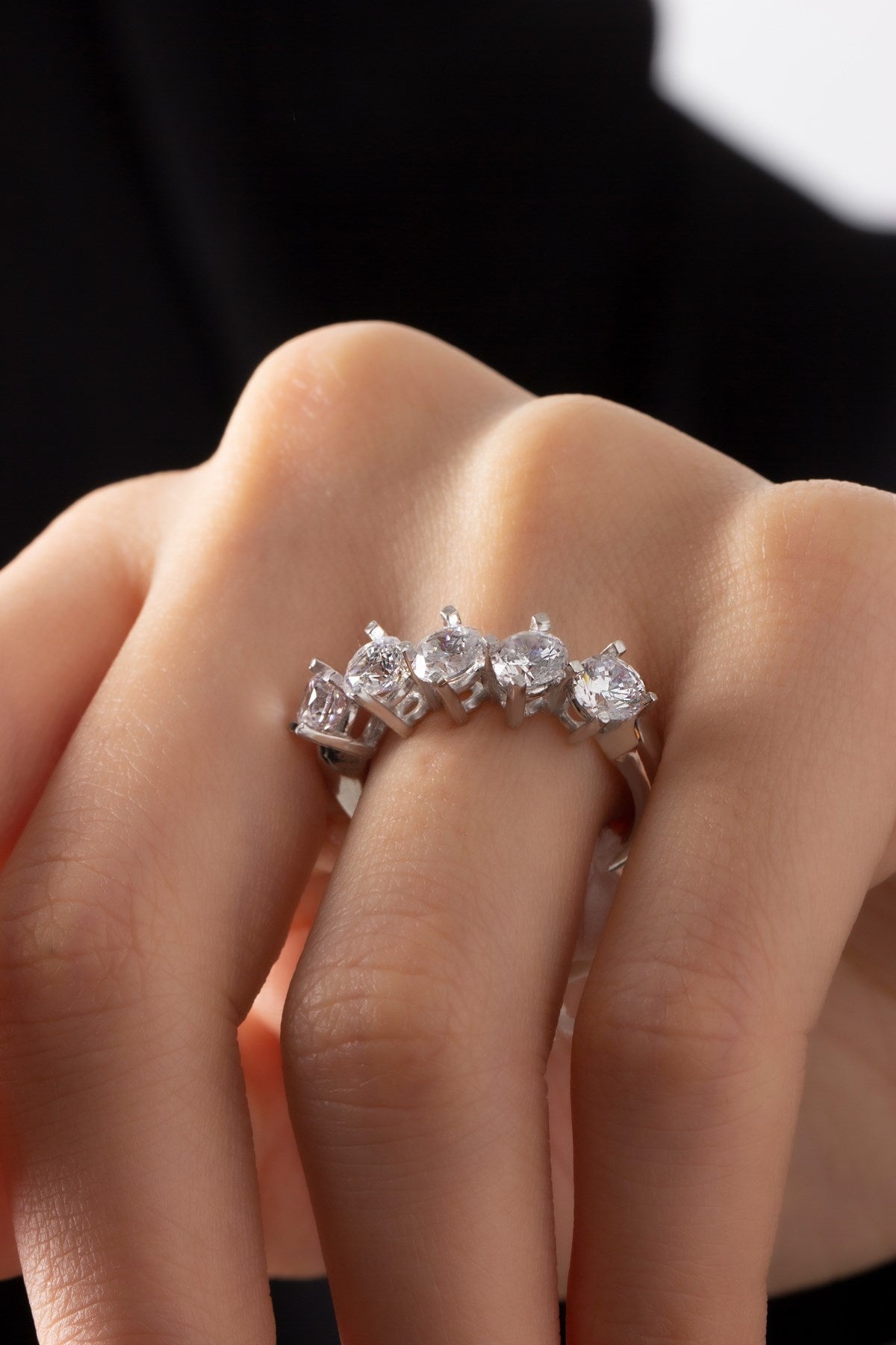 Silver Five Stones Ring