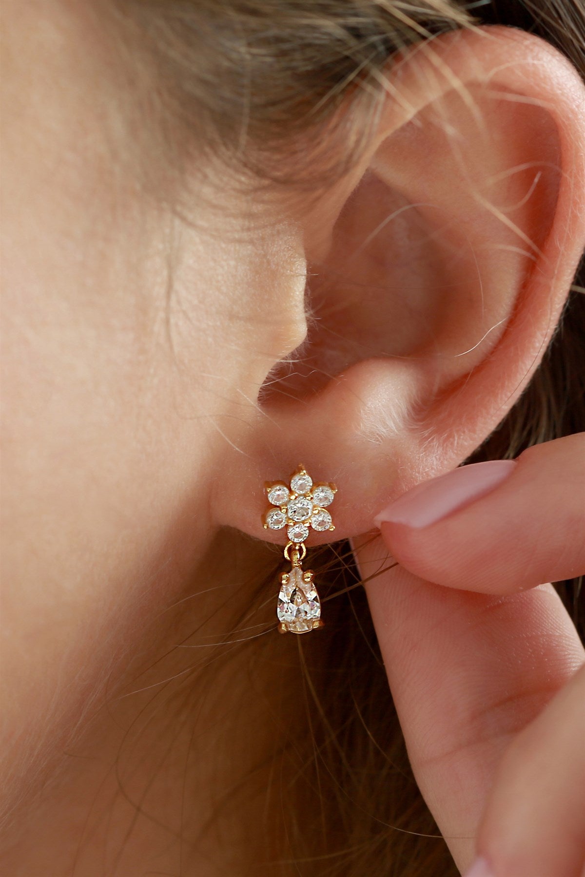 Silver Drop Gemstone Earrings