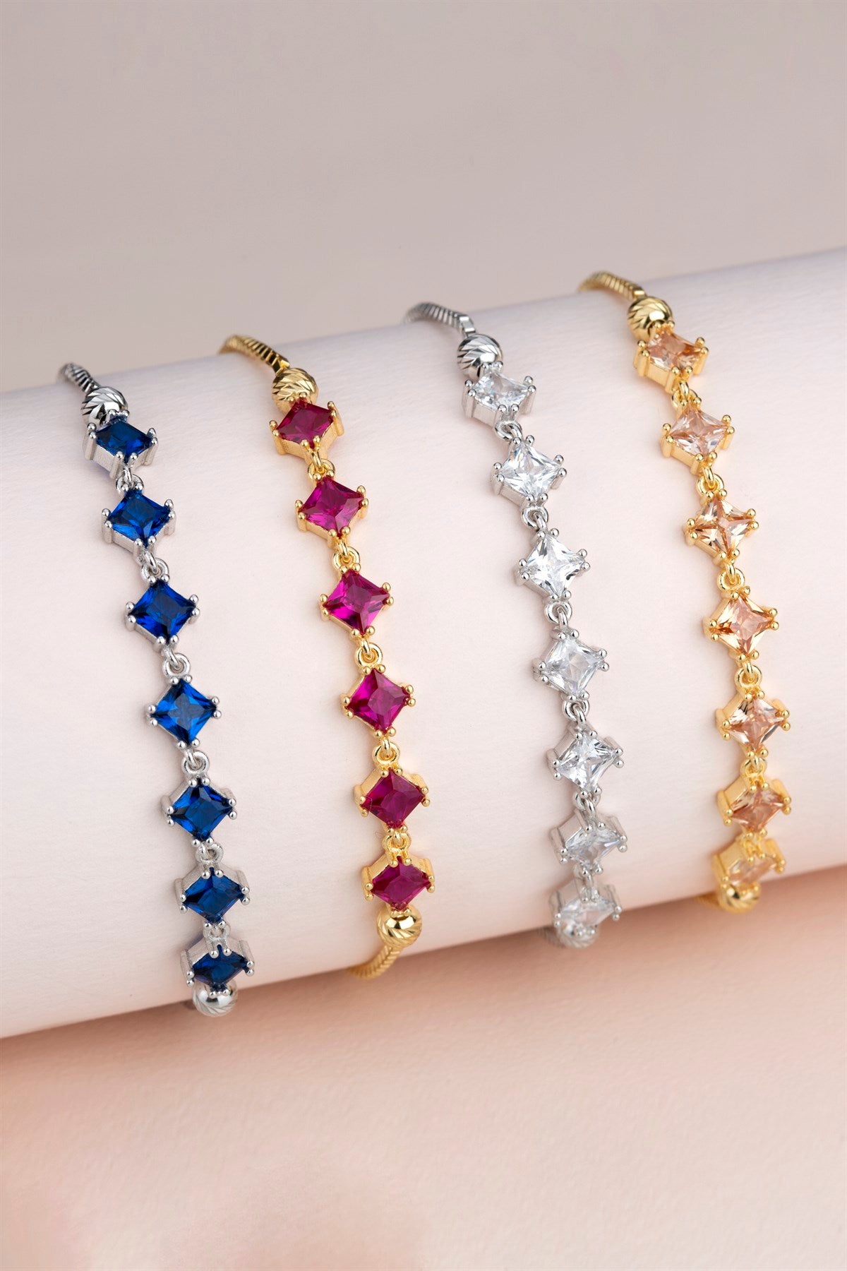 Bracelet élévateur en argent avec pierres précieuses Princess