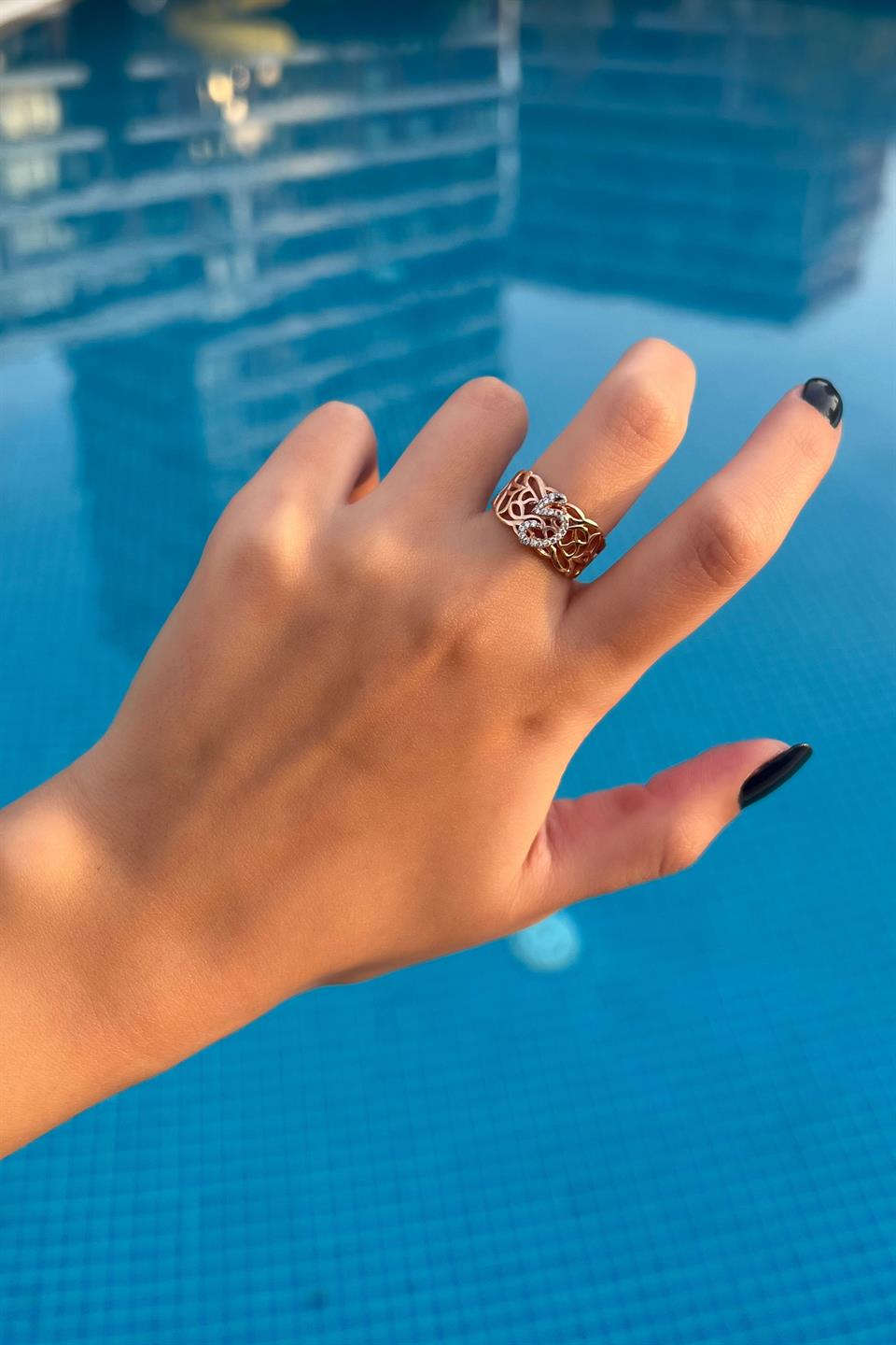 Silver Gemstone Initial Ring