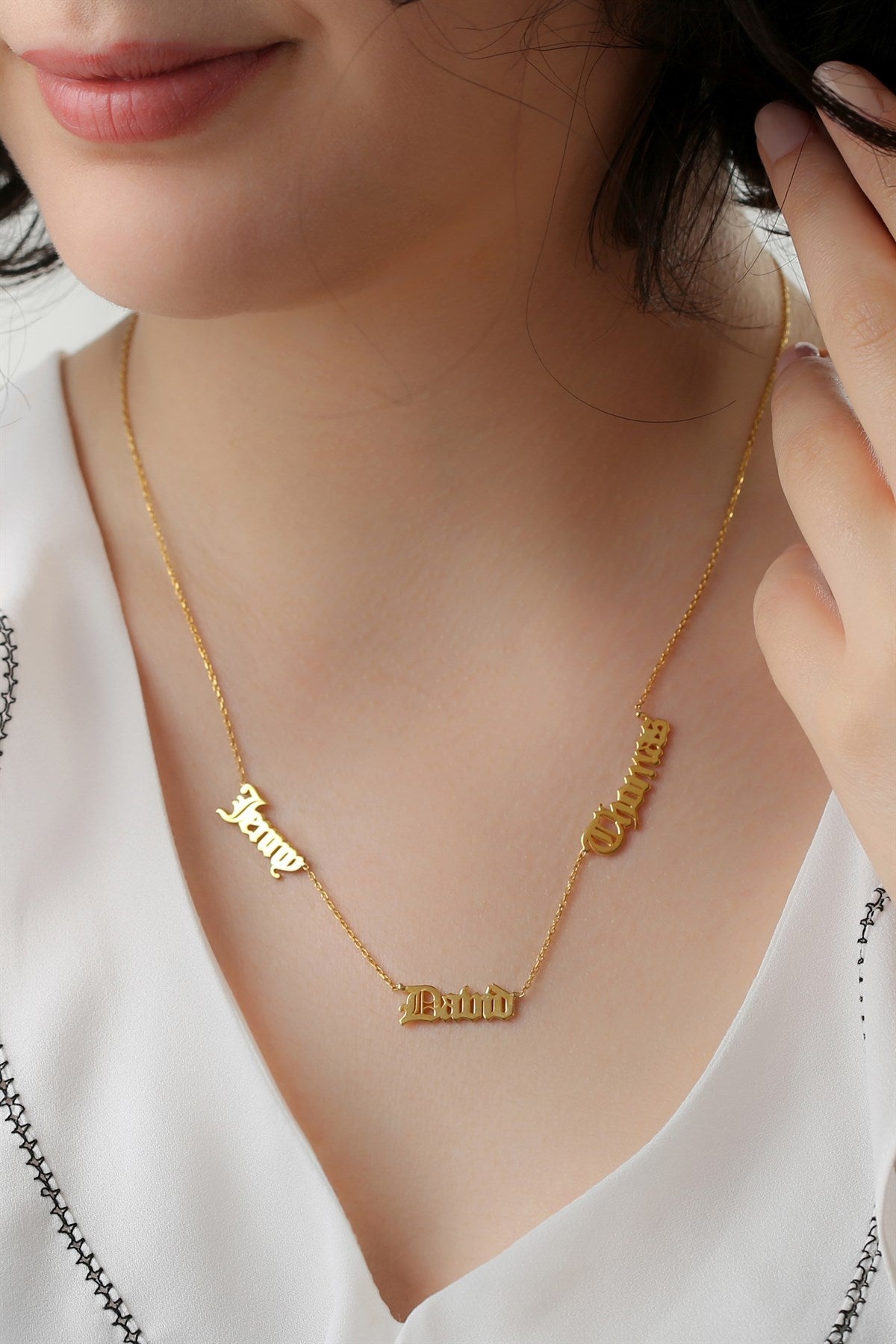 Collar Triple Nombre Plata