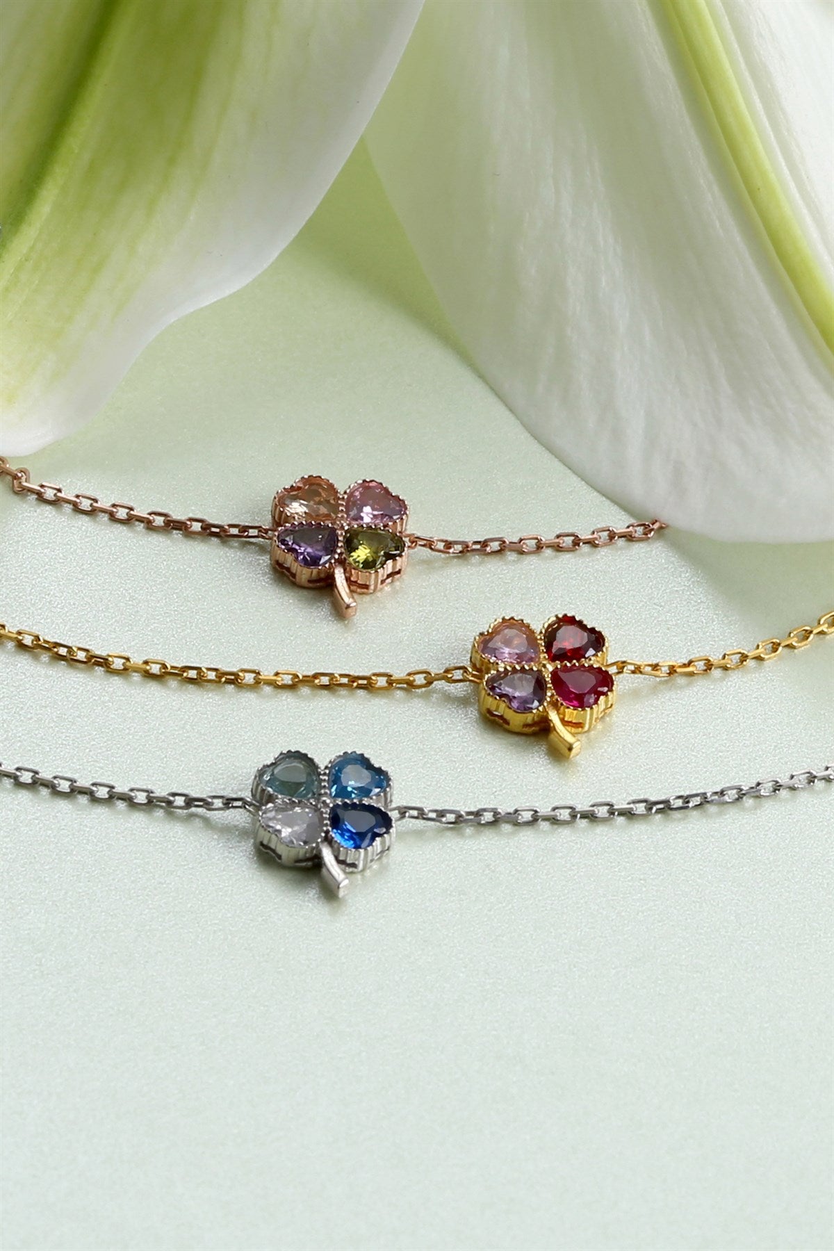 Silver Heart Clover Bracelet