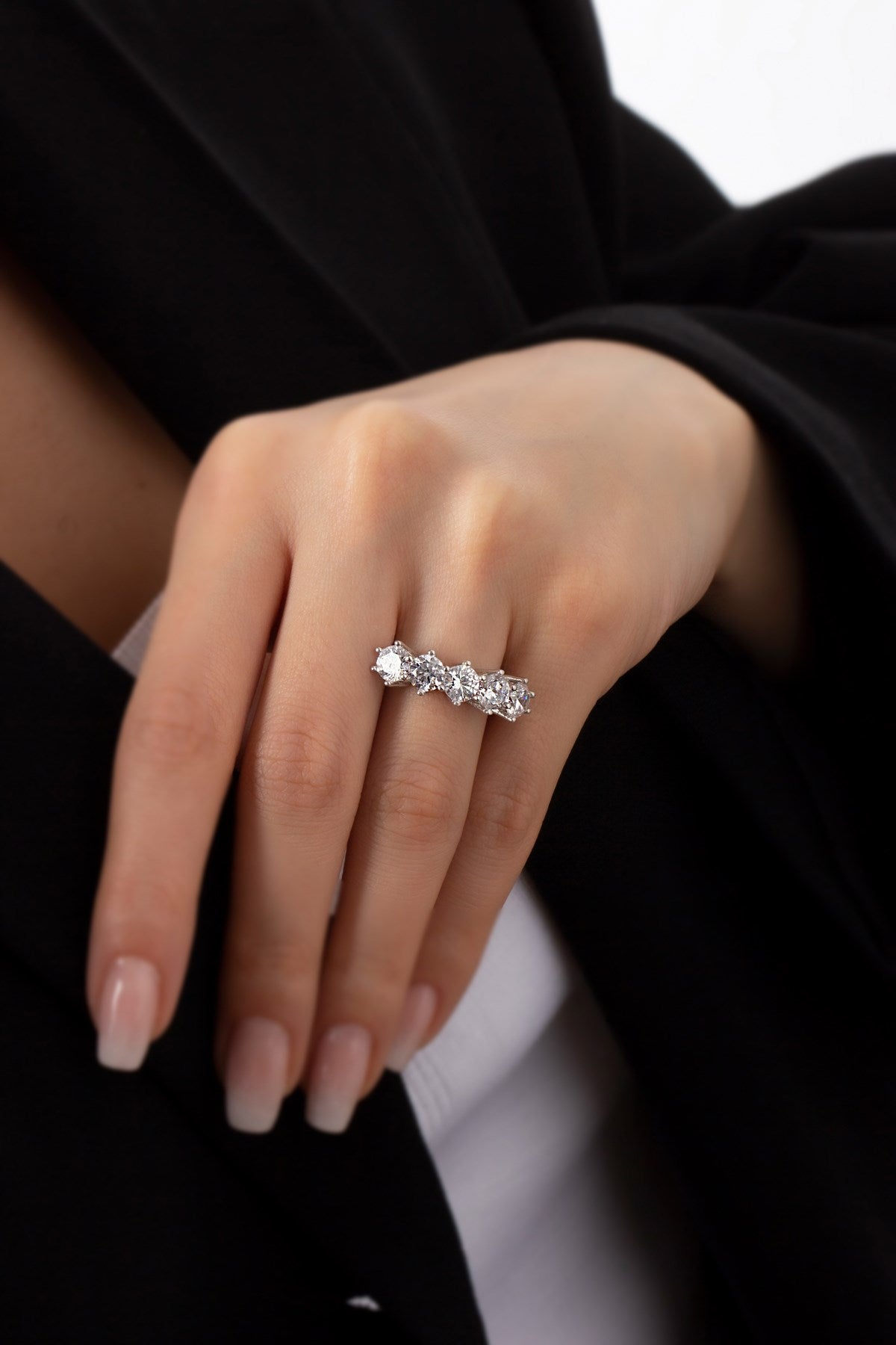 Silver Five Stones Ring