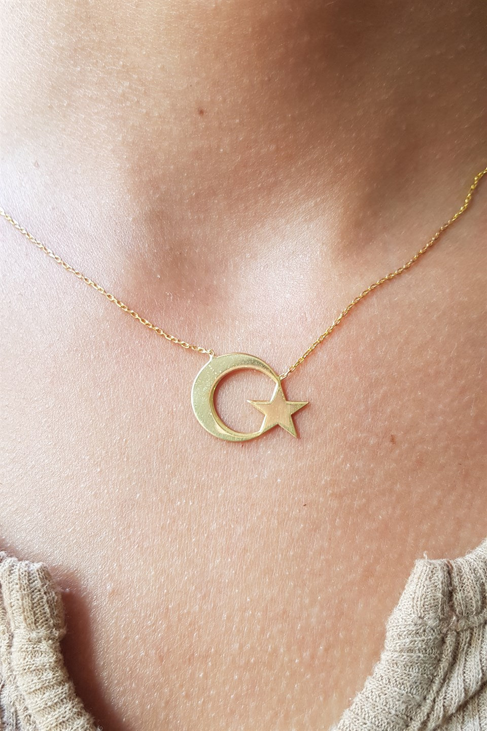 Silver Moon Star Necklace
