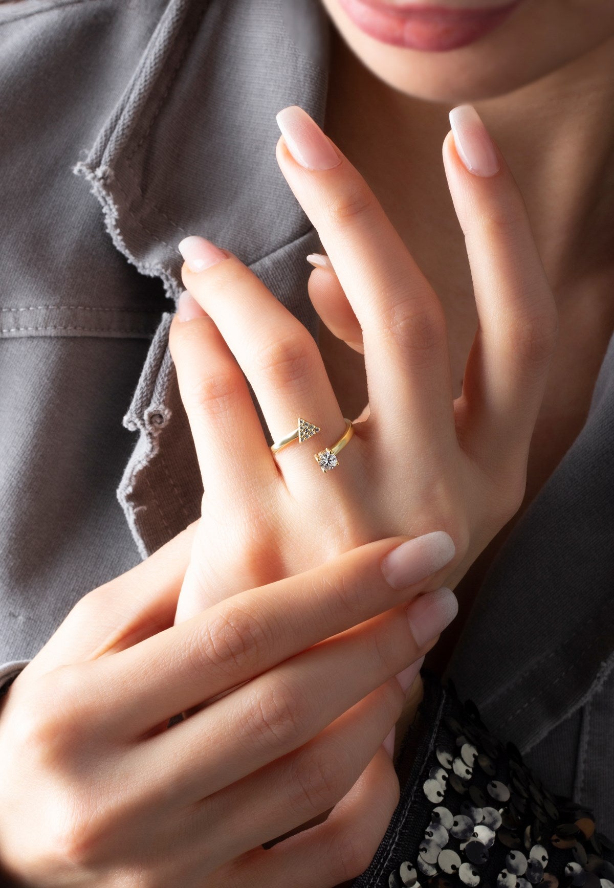 Anillo Triángulo Ajustable Plata