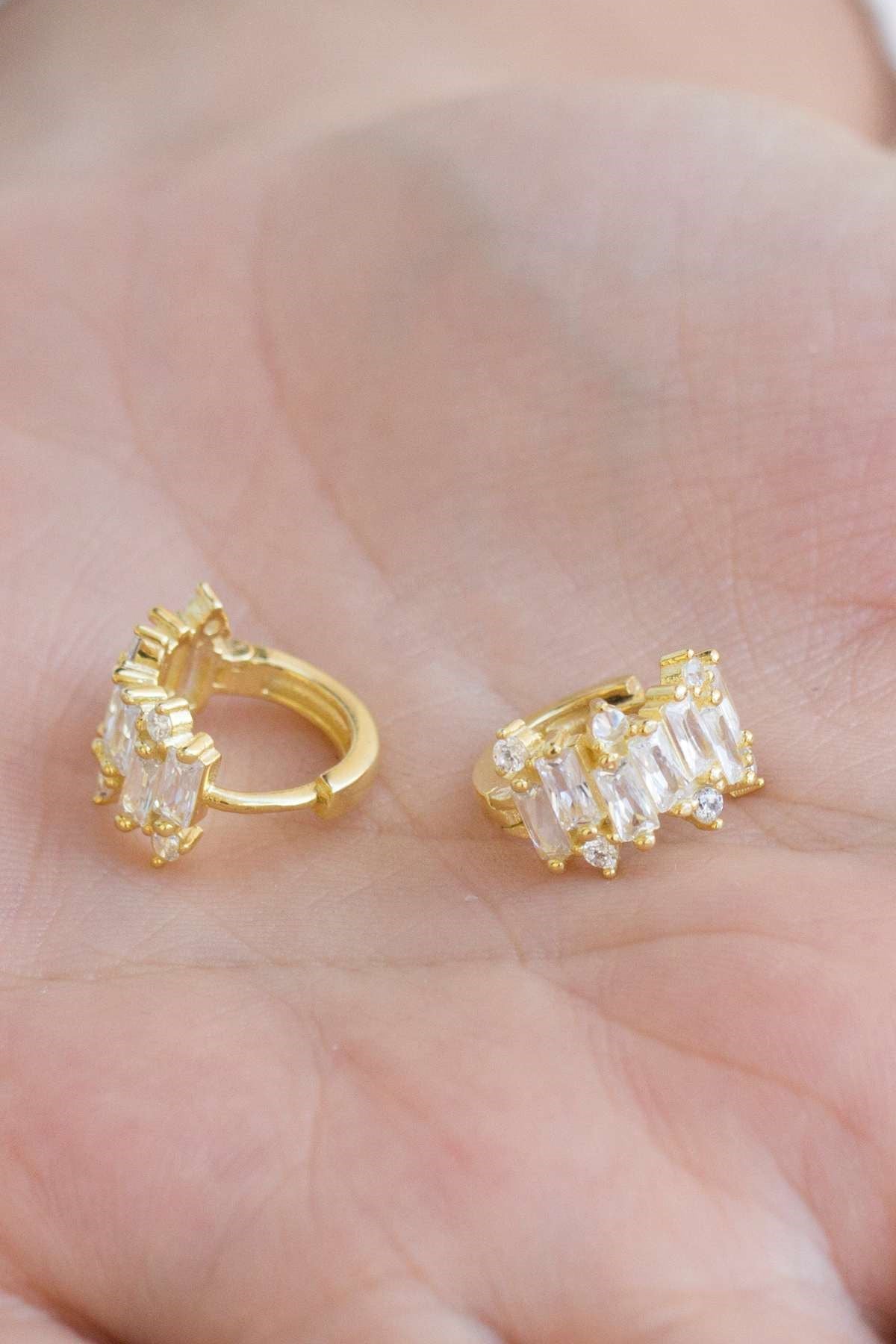 Pendientes de piedras preciosas baguette de plata