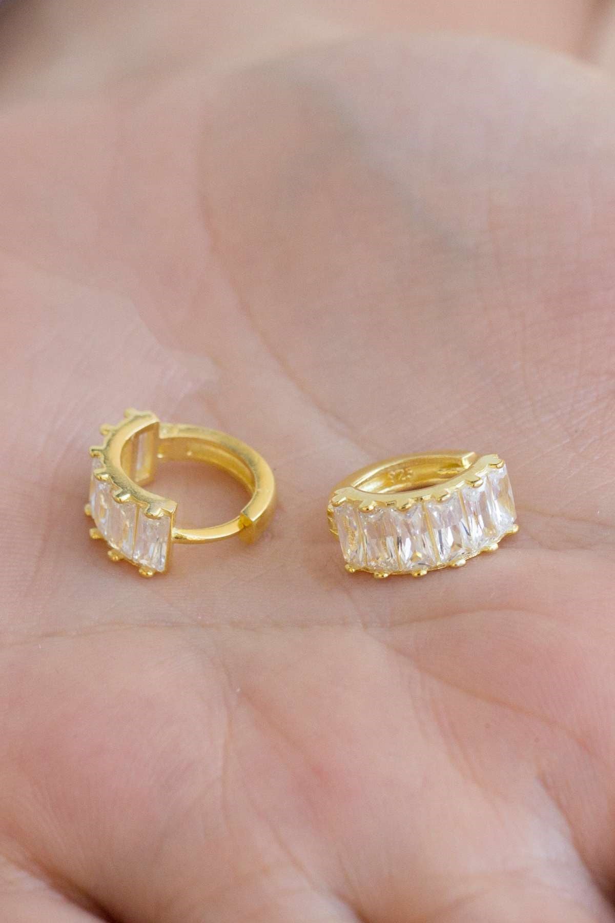 Pendientes de piedras preciosas baguette de plata