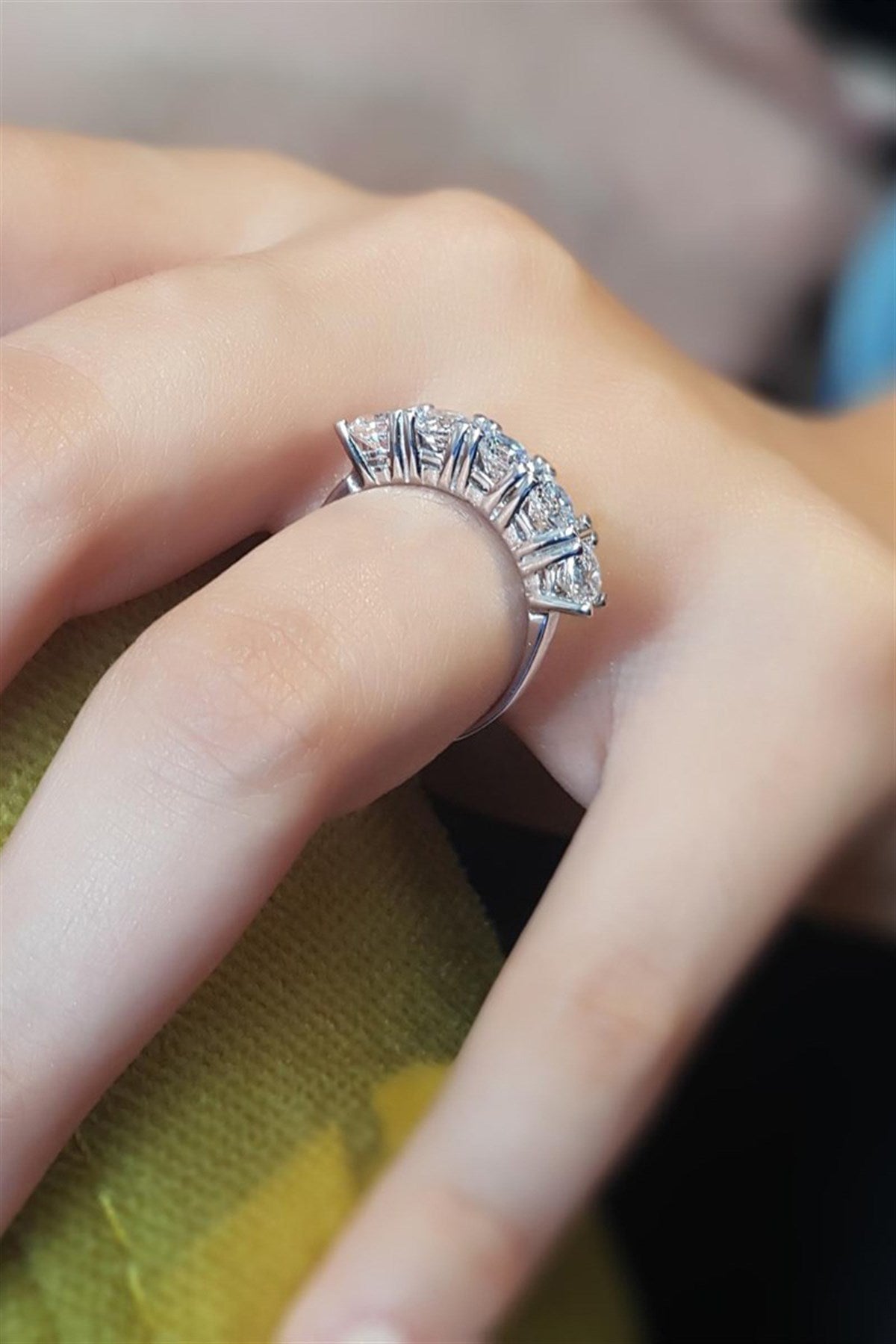 Silver Five Stones Ring