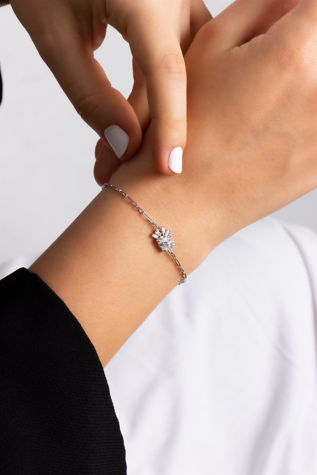 Silver Oval Gemstone Bracelet