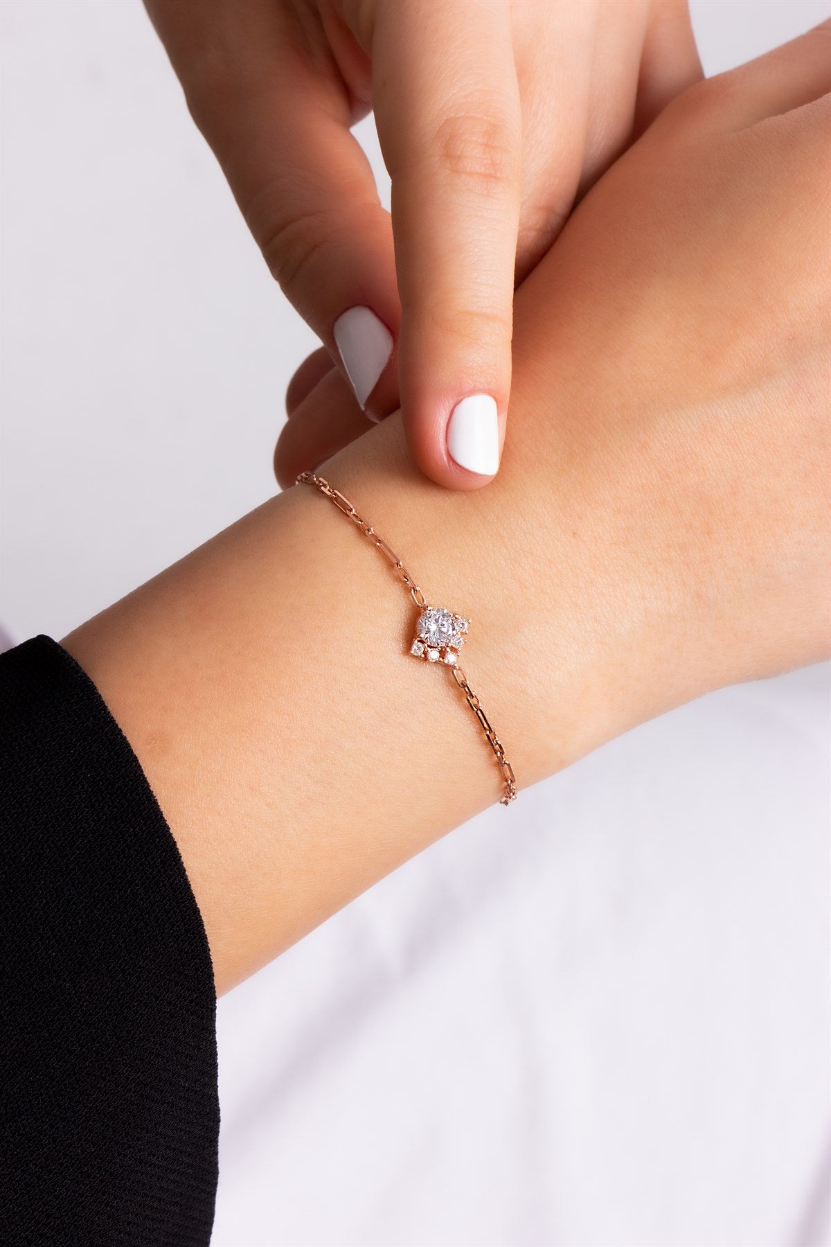 Silver Oval Gemstone Bracelet