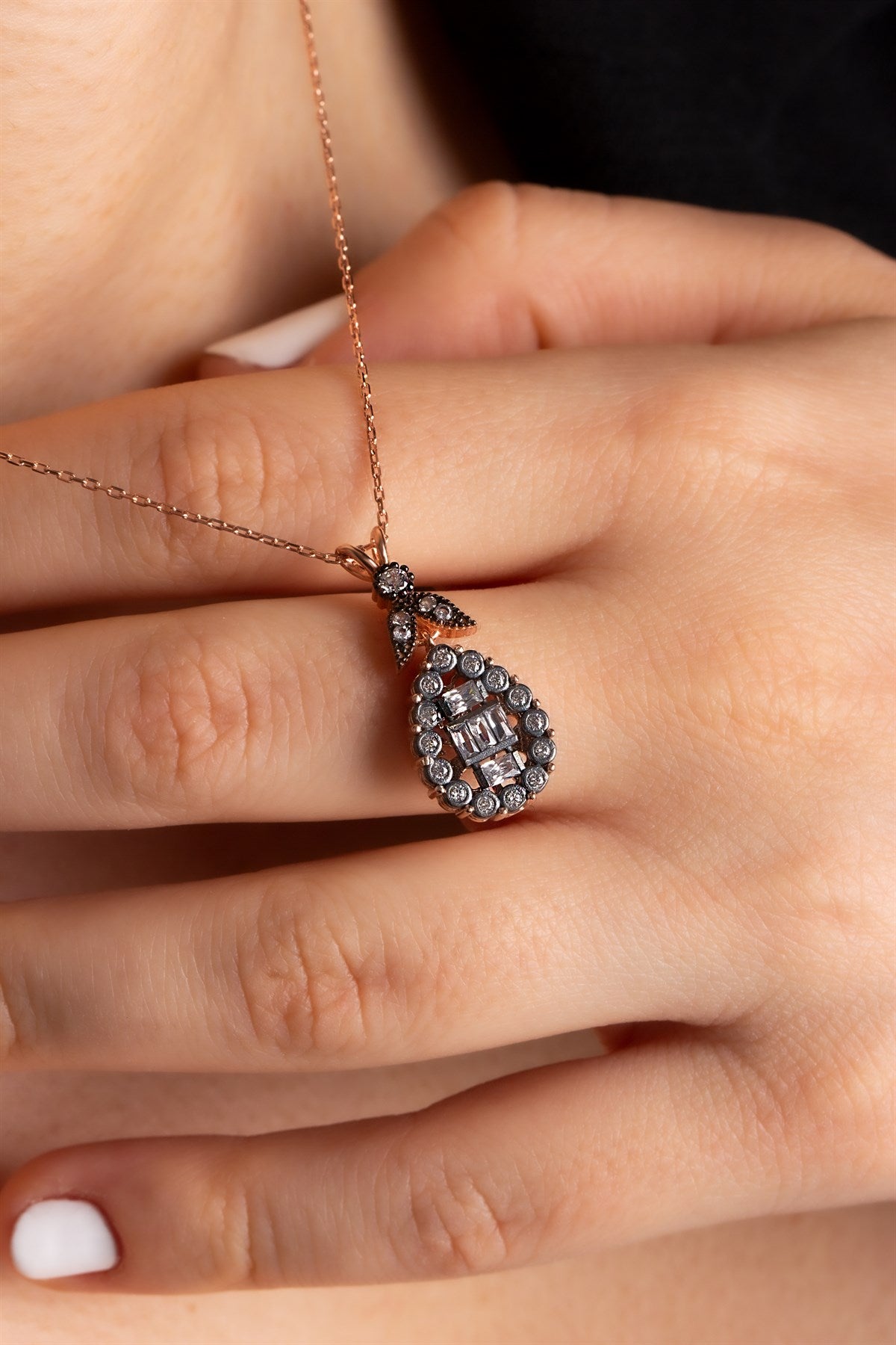 Silver Drop Gemstone Baguette Gemstone Necklace Earrings Ring Set