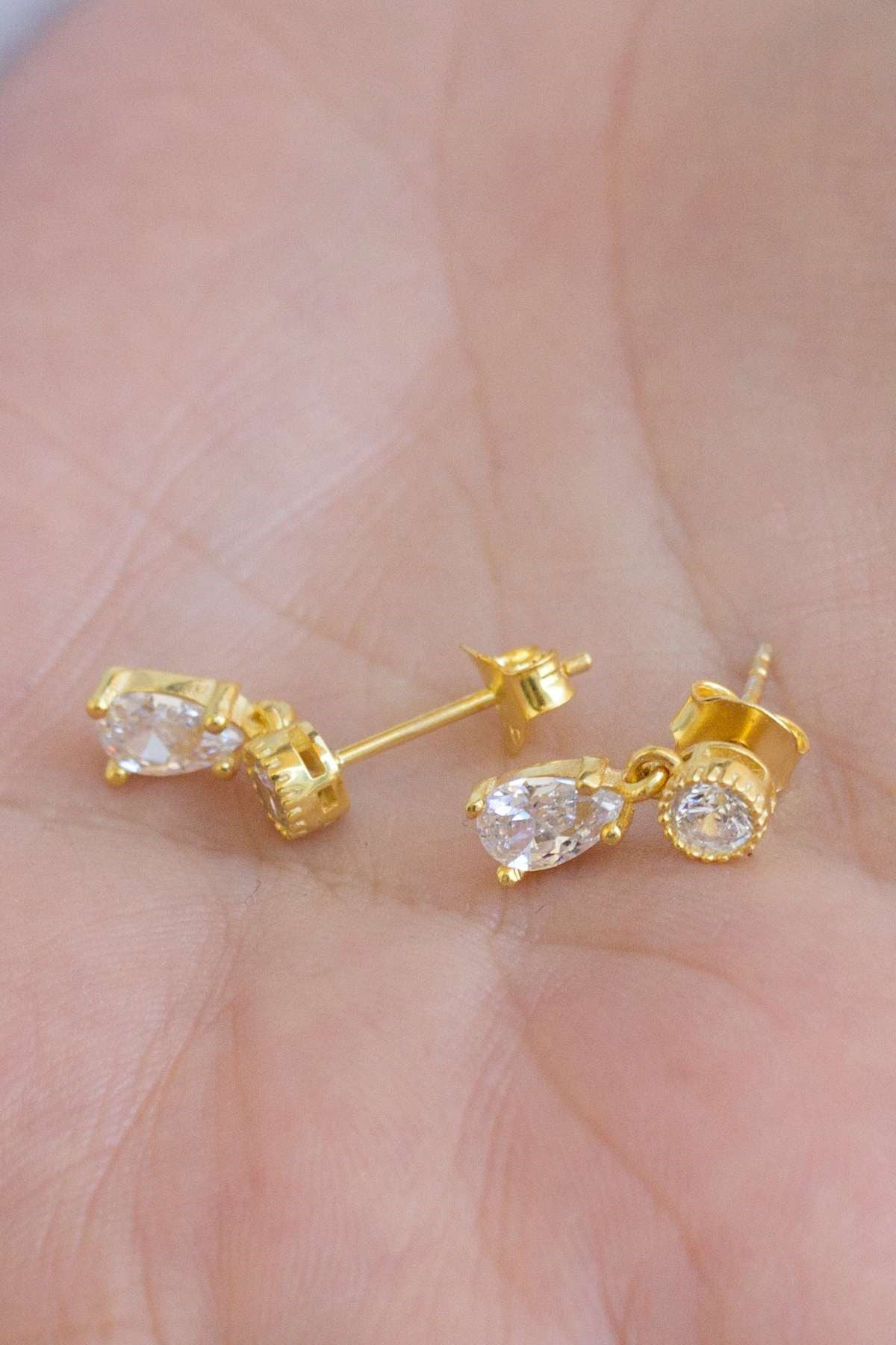 Silver Drop Gemstone Earrings