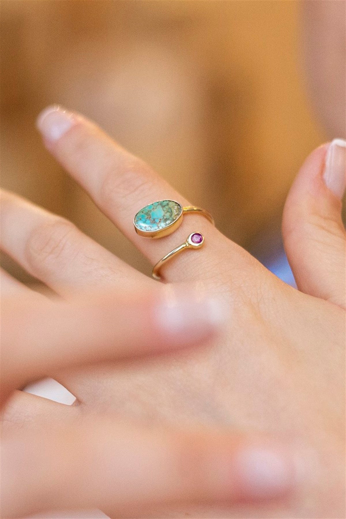 Silver Natural Turquoise Gemstone Handcrafted Ring