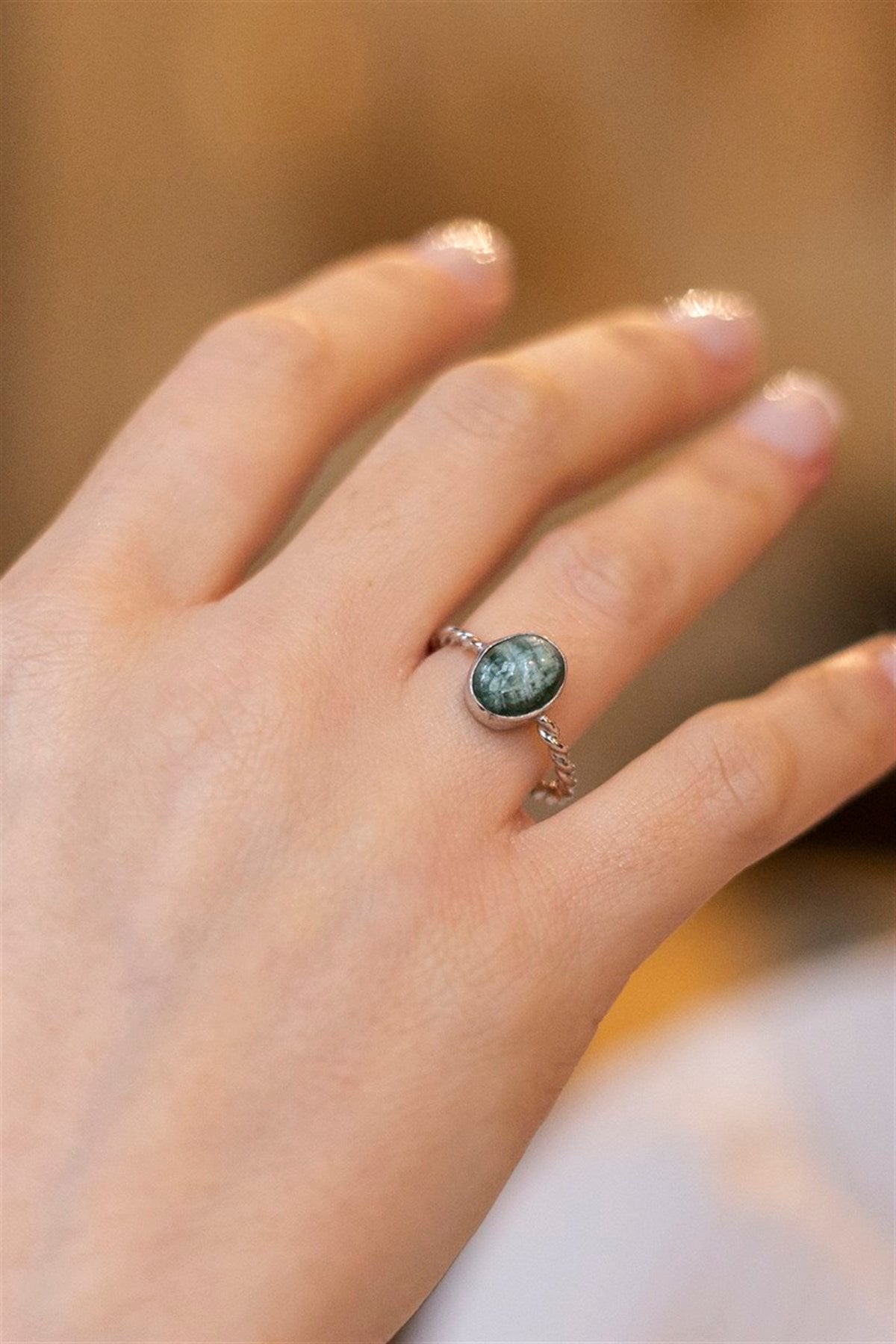 Silver Natural Tourmaline Gemstone Handcrafted Ring