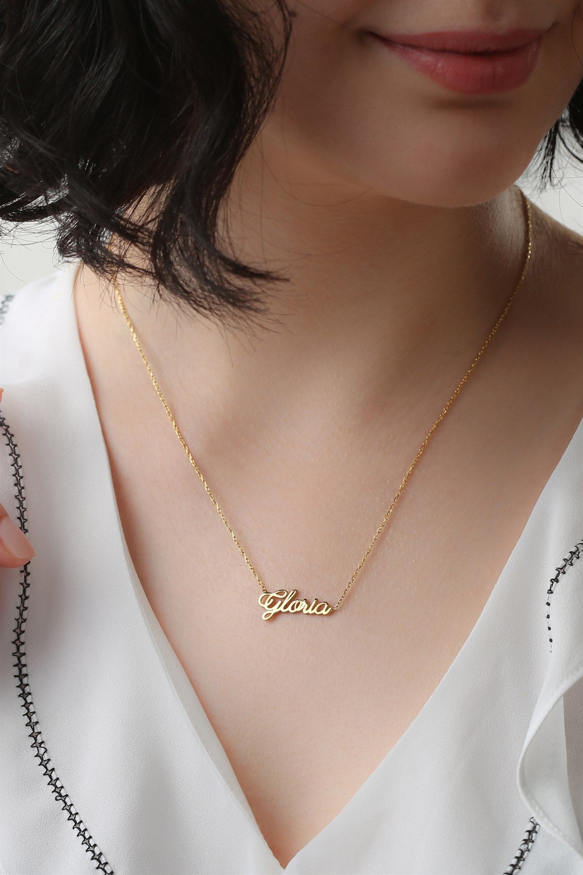 Collier de nom écrit à la main en argent