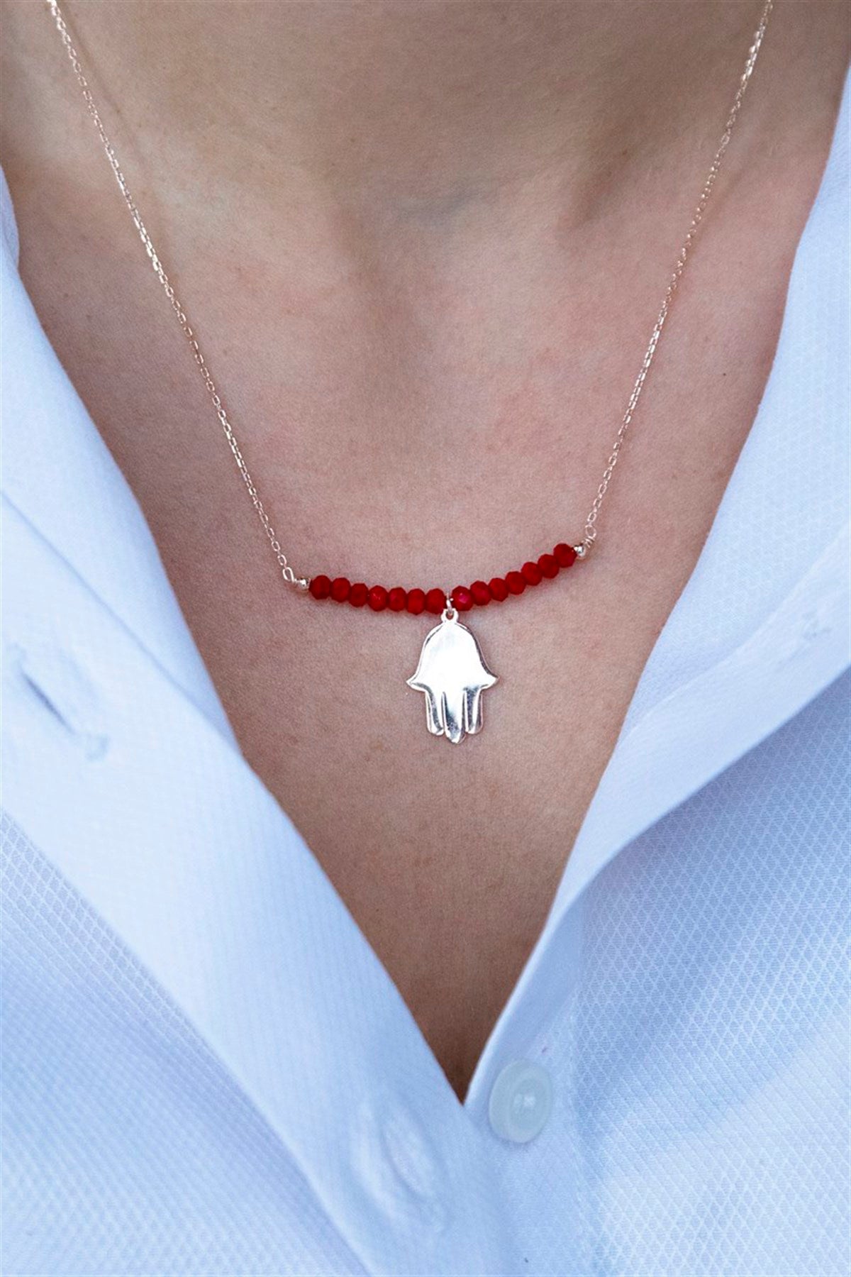 Silver Hand Of Fatima (Hamsa) Necklace