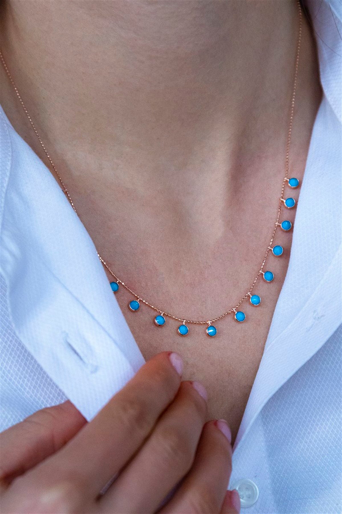 Silver Turquoise Gemstone Necklace