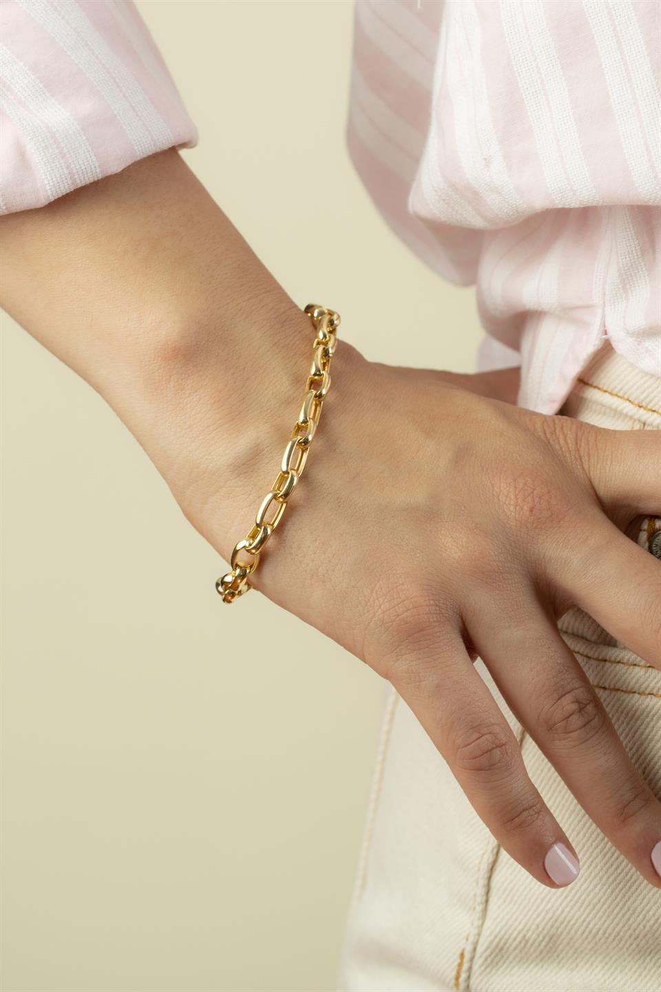 Silver Oval Rolo Chain Bracelet