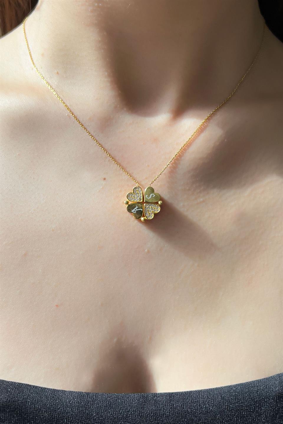 Silver Magnetic Heart Initial Necklace