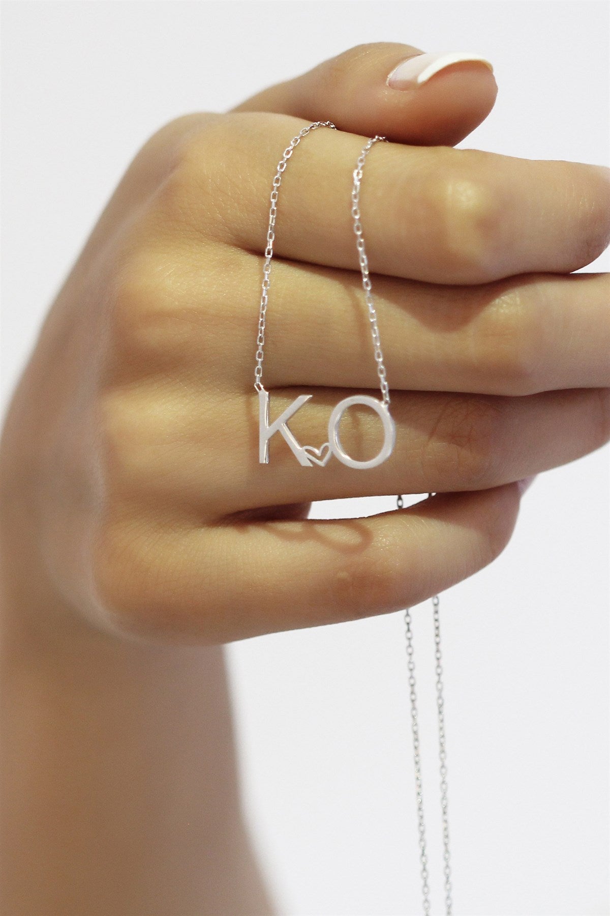 Silver Heart Double Initial Necklace